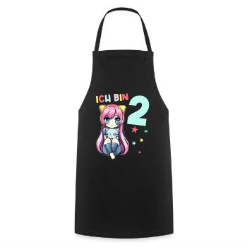 2 Jahre Mädchen Anime Kawaii Katze 2. Geburtstag - Kochschürze - Schwarz - Vorne - AI Model Male 185 dark (185cm)