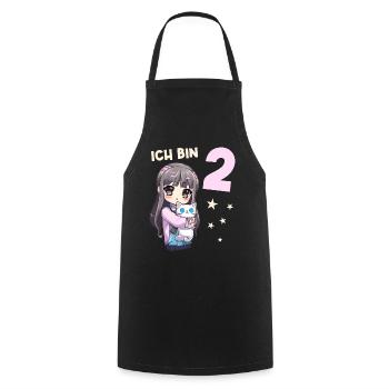2 Jahre Mädchen Anime Kawaii Katze 2. Geburtstag - Kochschürze - Schwarz - Vorne - AI Model Male 185 dark (185cm)