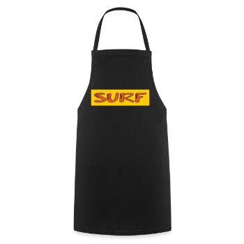 SURFING. FISH. BEACH. SEA. OCEAN. HUMOR. HOLIDAY - Cooking Apron - black - Front - AI Model Male 185 dark (185cm)