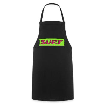 SURFING. FISH. BEACH. SEA. OCEAN. HUMOR. HOLIDAY - Cooking Apron - black - Front - AI Model Male 185 dark (185cm)