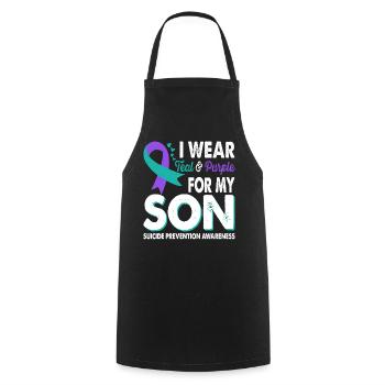 Portez du sarcelle et du violet pour la sensibilisation - Tablier de cuisine - noir - Devant - AI Model Male 185 dark (185cm)