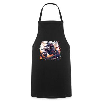 Supermoto Motocross Motocross Motorcycle Biker - Cooking Apron - black - Front - AI Model Male 185 dark (185cm)