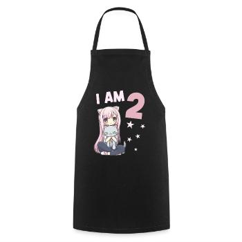 2 Jahre Mädchen Anime Kawaii Katze 2. Geburtstag - Kochschürze - Schwarz - Vorne - AI Model Male 185 dark (185cm)