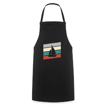 Rétro de la voile - Tablier de cuisine - noir - Devant - AI Model Male 185 dark (185cm)