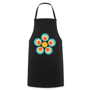 des années 70 motif de fleur - Tablier de cuisine - noir - Devant - AI Model Male 185 dark (185cm)