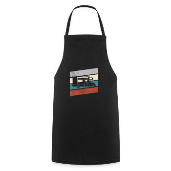 Camping Rétro - Tablier de cuisine - noir - Devant - AI Model Male 185 dark (185cm)