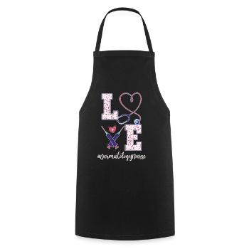 Dermatological nurse for Valentine's Day - Cooking Apron - black - Front - AI Model Male 185 dark (185cm)
