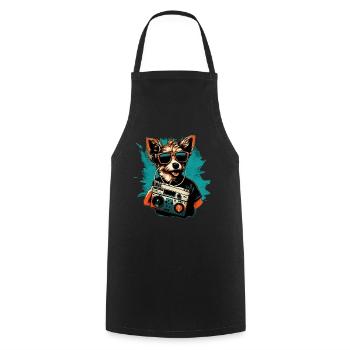 Dog with boombox and sunglasses - Cooking Apron - black - Front - AI Model Male 185 dark (185cm)