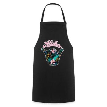 6 Aloha Shaka - Cooking Apron - black - Front - AI Model Male 185 dark (185cm)