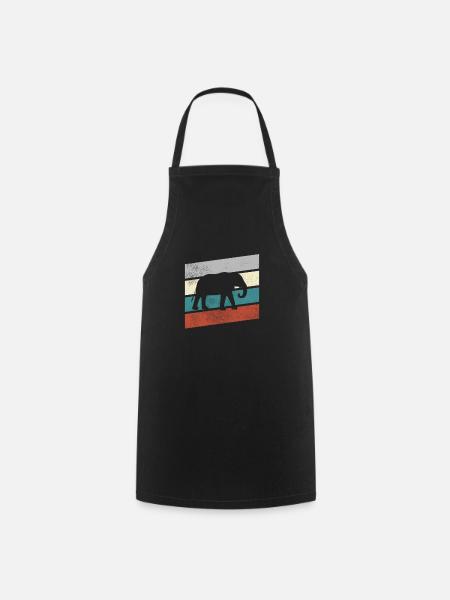 Elefant Retro - Kochschürze - Schwarz