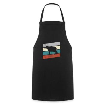 Kuh Retro - Kochschürze - Schwarz - Vorne - AI Model Male 185 dark (185cm)