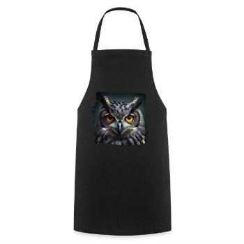 Eulen Kauz Owl Uhu Nachteule Eule - Kochschürze - Schwarz - Vorne - AI Model Male 185 dark (185cm)