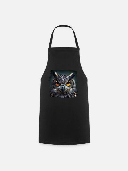 Hiboux Hibou Hibou Aigle Hibou Chouette de nuit Hibou - Tablier de cuisine - noir