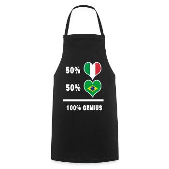 Drapeaux 100% fantastiques du Brésil et de l’Italie - Tablier de cuisine - noir - Devant - AI Model Male 185 dark (185cm)