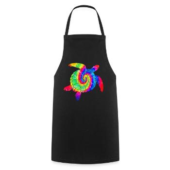 Tortue de mer Tie Dye - Tablier de cuisine - noir - Devant - AI Model Male 185 dark (185cm)