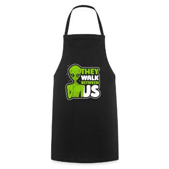 They Walk Between Us Alien Ufo - Cooking Apron - black - Front - AI Model Male 185 dark (185cm)