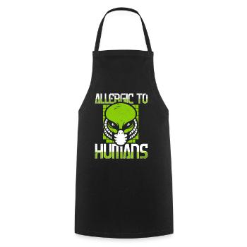 Allergique aux humains Ufo Conspiration Extraterrestre - Tablier de cuisine - noir - Devant - AI Model Male 185 dark (185cm)