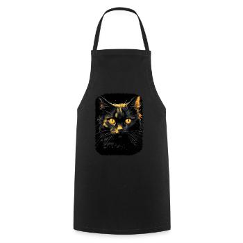Schwarze Katze mit gelben Augen - Kochschürze - Schwarz - Vorne - AI Model Male 185 dark (185cm)