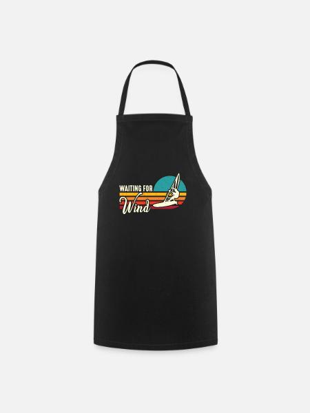 Windsurfing Waiting For Wind Retro Water Sports - Cooking Apron - black
