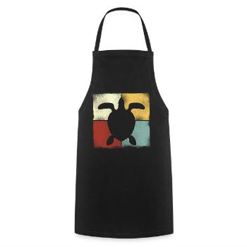 Sea Turtle Tortoise Retro Vintage - Tablier de cuisine - noir - Devant - AI Model Male 185 dark (185cm)