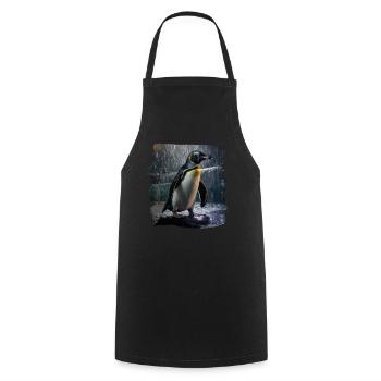 Pinguine realistic Pinguin - Kochschürze - Schwarz - Vorne - AI Model Male 185 dark (185cm)