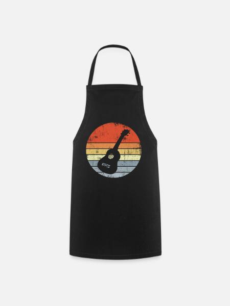Vintage Ukulele Sketch - Cooking Apron - black