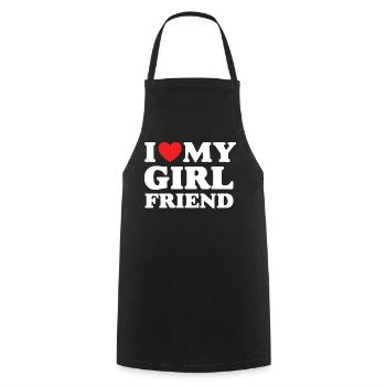 I Love My Girlfriend - Cooking Apron - black - Front - AI Model Male 185 dark (185cm)