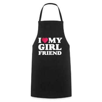 I Love My Girlfriend - Cooking Apron - black - Front - AI Model Male 185 dark (185cm)
