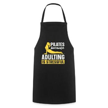 Pilates Because Adulting Is Stressful Reformer - Kochschürze - Schwarz - Vorne - AI Model Male 185 dark (185cm)