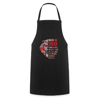 2012 Birthday Lion made in - Cooking Apron - black - Front - AI Model Male 185 dark (185cm)