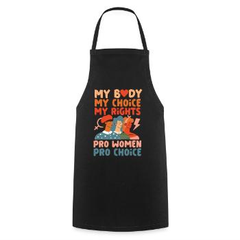Féministe Mon corps Mon choix Mon - Tablier de cuisine - noir - Devant - AI Model Male 185 dark (185cm)