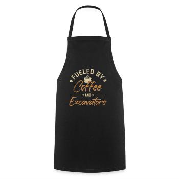 Fueled by Coffee and Excavators duty cycle crawler crane - Cooking Apron - black - Front - AI Model Male 185 dark (185cm)