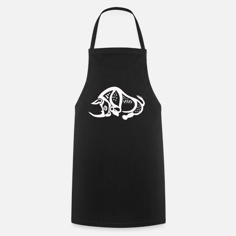 Prehistoric Rhino - White - Cooking Apron - black