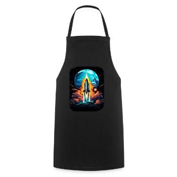 Space Weltraum Raumschiff Start Abheben Lift Off - Kochschürze - Schwarz - Vorne - AI Model Male 185 dark (185cm)