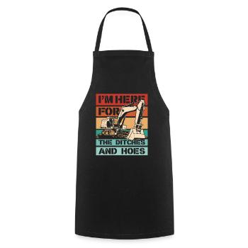 I'm Here For The Ditches And Hoes Duty Cycle Crawler Crane - Cooking Apron - black - Front - AI Model Male 185 dark (185cm)