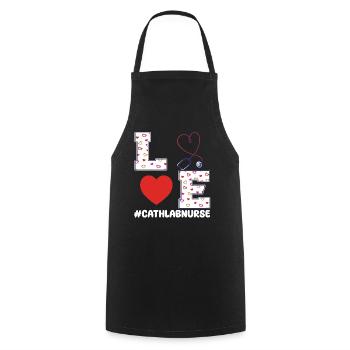I love cath lab nurse for Valentine's Day - Cooking Apron - black - Front - AI Model Male 185 dark (185cm)