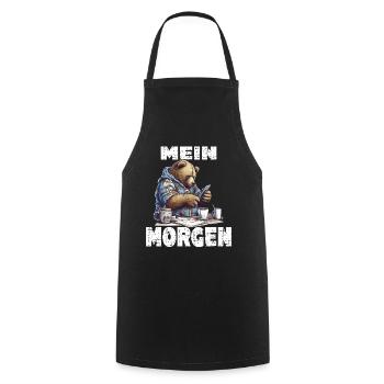 Mein Morgen Bär Zeitung Lesen - Kochschürze - Schwarz - Vorne - AI Model Male 185 dark (185cm)
