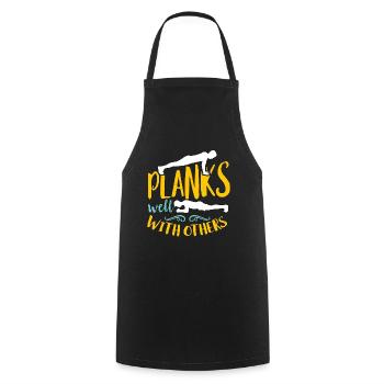 Pilates Planks Well With Others Pilates Instructor - Kochschürze - Schwarz - Vorne - AI Model Male 185 dark (185cm)