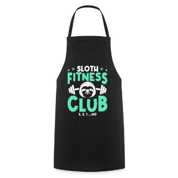 Faultier Fitness Club 3, 2, 1 ...NO - Kochschürze - Schwarz - Vorne - AI Model Male 185 dark (185cm)