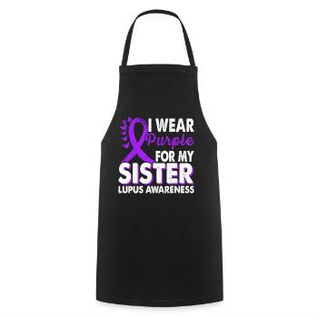 Portez du violet pour la sensibilisation à la soeur lupus - Tablier de cuisine - noir - Devant - AI Model Male 185 dark (185cm)