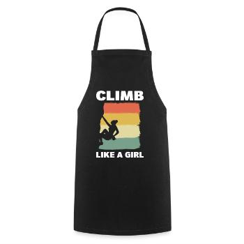 Climb Like A Girl Bergsteigerin - Kochschürze - Schwarz - Vorne - AI Model Male 185 dark (185cm)