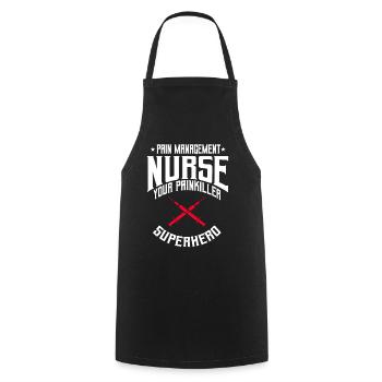 Infirmière en thérapie de la douleur Super-héroïne - Tablier de cuisine - noir - Devant - AI Model Male 185 dark (185cm)