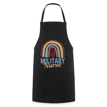 Infirmière militaire mignonne arc-en-ciel - Tablier de cuisine - noir - Devant - AI Model Male 185 dark (185cm)