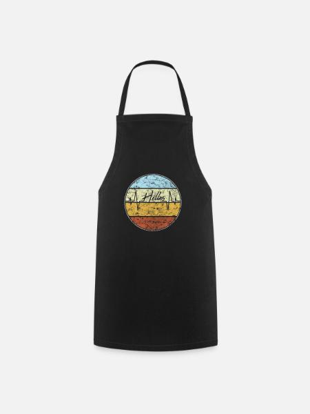 Helles Herzschlag Retro - Kochschürze - Schwarz