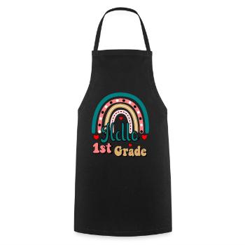 Hello 1st Grade Back To School First Day - Cooking Apron - black - Front - AI Model Male 185 dark (185cm)