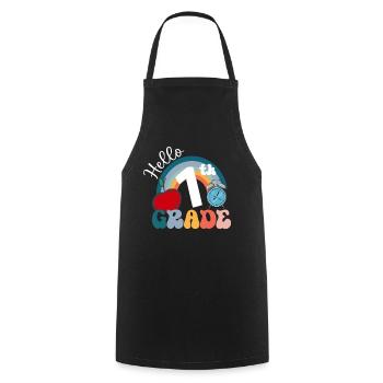 Hello 1st Grade Back To School First Day - Cooking Apron - black - Front - AI Model Male 185 dark (185cm)