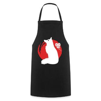 Fox Silhouette Japonais - Tablier de cuisine - noir - Devant - AI Model Male 185 dark (185cm)