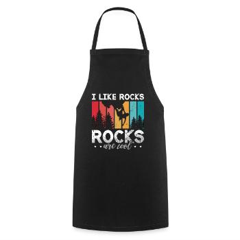 Rock Climbing I Like Rocks Rocks Are Retro Boulder - Cooking Apron - black - Front - AI Model Male 185 dark (185cm)