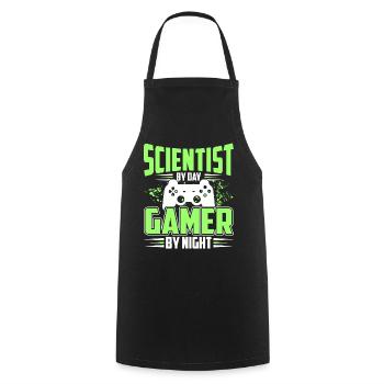 Scientifiques le jour, joueurs la nuit - Tablier de cuisine - noir - Devant - AI Model Male 185 dark (185cm)