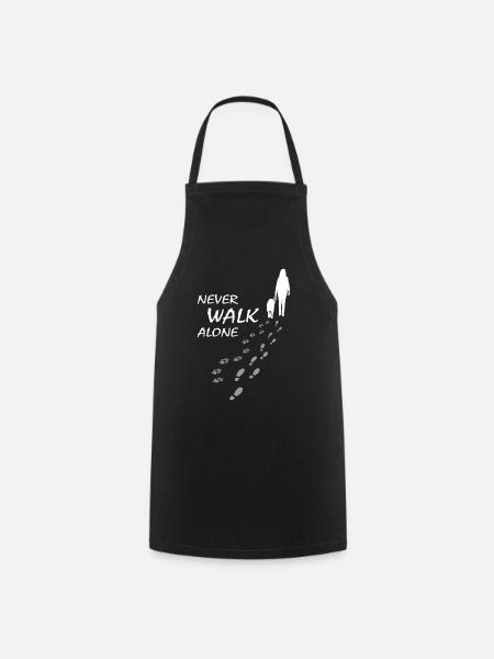 Never walk alone - Hund Frauchen Gassi, Backprint - Kochschürze - Schwarz